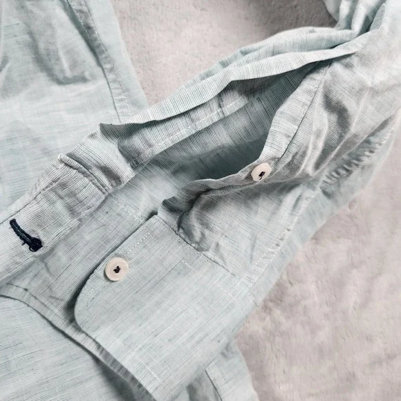 UNTUCKit Shirt Mens XL Green Long Sleeve Linen Blend Button Up Wrinkle Casual - Picture 2 of 8